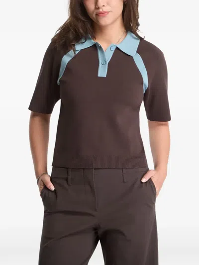 Samsoe & Samsoe Raglan-sleeve Polo Shirt In Brown