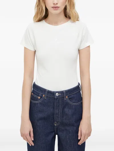 Samsoe & Samsoe Raglan-sleeved Logo-print T-shirt In White