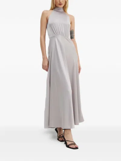 Samsoe & Samsoe Rheo Bow Halterneck Dress In Gray