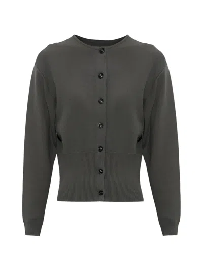 Samsoe & Samsoe Ribbed Buttoned Cardigan In Gray