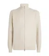 Samsoe & Samsoe Ribbed Zipped Cardigan In Neutral