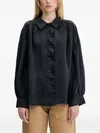 Samsoe & Samsoe Ruffled Balloon-sleeve Shirt In Black