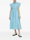 Samsoe & Samsoe Ruffled Tie Midi Dress In Blue