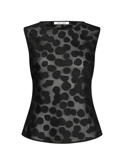 Samsoe & Samsoe Saagne Sheer Jacquard Blouse In Black