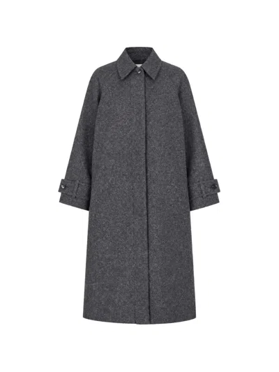 Samsoe & Samsoe Saalma Button-cuff Point-collar Coat In Gray