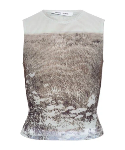 Samsoe & Samsoe Saangel Landscape-print Top In Brown