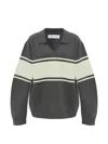 Samsoe & Samsoe Saanne Striped Collared Sweatshirt In Gray