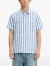 Samsoe & Samsoe Saavan Stripe Short-sleeve Shirt In Blue