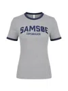 Samsoe & Samsoe Sabond Logo-print T-shirt In Gray