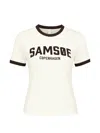 Samsoe & Samsoe Sabond Ss 15318 Logo-print Ringer T-shirt In White