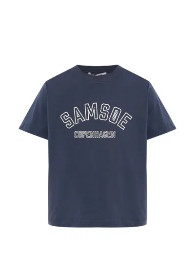 Samsoe & Samsoe Sacamino Logo-print T-shirt In Blue