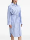 Samsoe & Samsoe Sacatan Striped Drawstring Shirt Dress In Gray