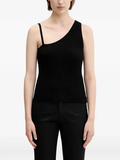 Samsoe & Samsoe Sacheryl One-shoulder Ribbed Top In Black
