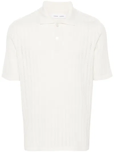 Samsoe & Samsoe Saconald Open-knit Polo Shirt In Neutrals