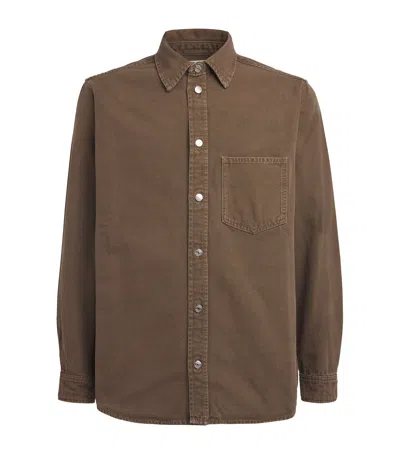 Samsoe & Samsoe Sadamon Denim Overshirt In Brown