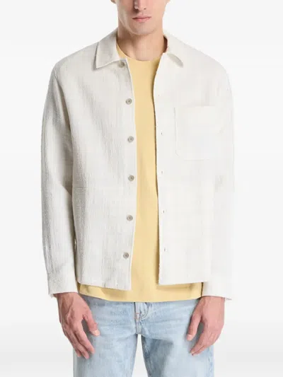 Samsoe & Samsoe Sadamon Gc Textured Chest-pocket Overshirt In White