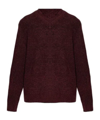 Samsoe & Samsoe Safloyd V-neck Knitted Sweater In Burgundy