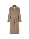 Samsoe & Samsoe Lead Gray Sahannen Melange Double-breasted Coat In Brown