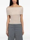 Samsoe & Samsoe Sahera Off-the-shoulder Foldover Top In Brown