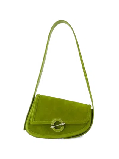 Samsoe & Samsoe Sahero Asymmetric Suede Shoulder Bag In Green