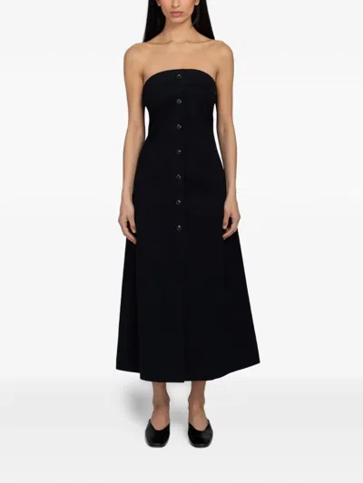SAMSOE & SAMSOE SAHYA STRAPLESS BUTTON-FRONT DRESS
