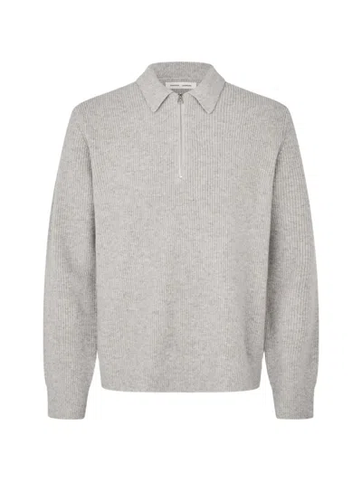 Samsoe & Samsoe Saisaks Half-zip Polo Sweater In Neutral