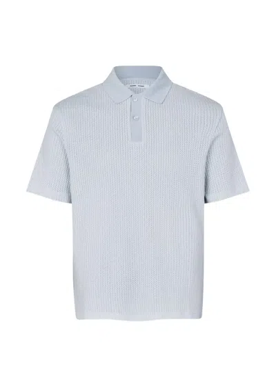 Samsoe & Samsoe Sajase Mesh-knit Polo Shirt In Gray