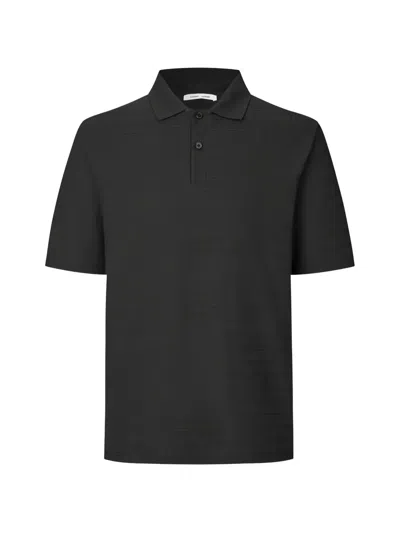 Samsoe & Samsoe Sajase Textured Polo Shirt In Black