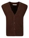 Samsoe & Samsoe Sajeanne Buttoned V-neck Vest In Brown