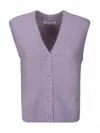 Samsoe & Samsoe Buttoned V-neck Knitted Vest In Purple