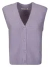 Samsoe & Samsoe Buttoned V-neck Knitted Vest In Brown
