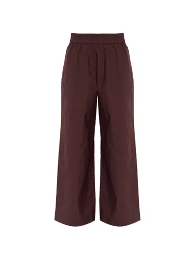 Samsoe & Samsoe Sajulio Elasticated-waist Wide-leg Trousers In Brown