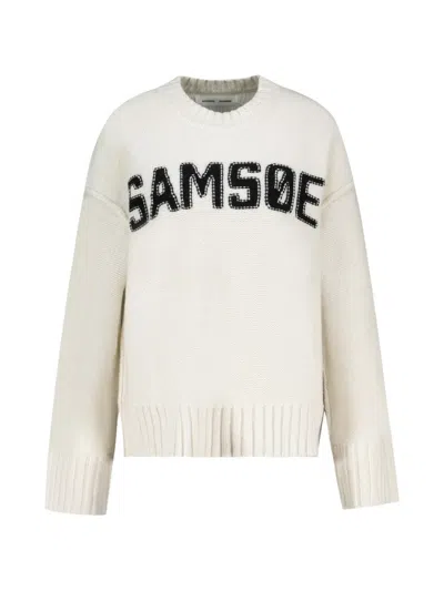 Samsoe & Samsoe Sakeiku Logo-patch Sweater In Neutral