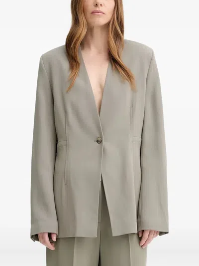 Samsoe & Samsoe Sakitra Single-button Blazer In Gray