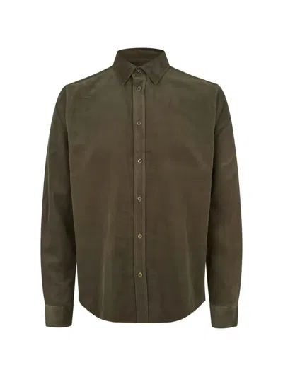 Samsoe & Samsoe Saliam Corduroy Long-sleeve Shirt In Green