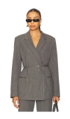 Samsoe & Samsoe Salot Belt Blazer In Gray