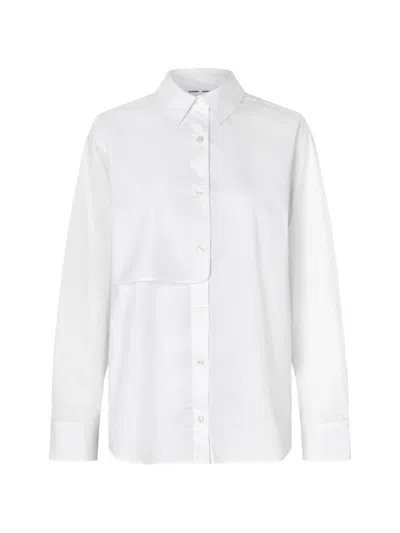 Samsoe & Samsoe Salovani Layered Button-down Shirt In White