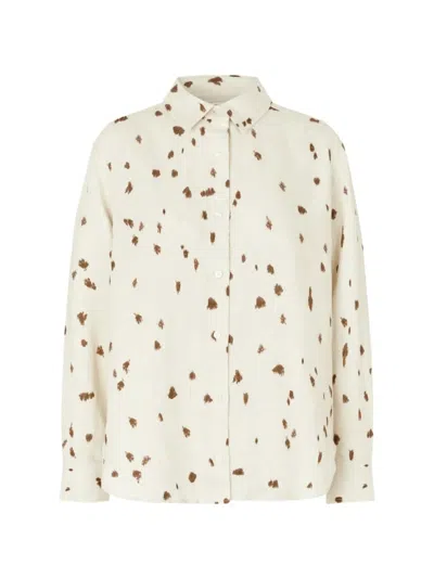 Samsoe & Samsoe Saloves Polka-dot Linen Shirt In Neutral