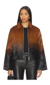Samsoe & Samsoe Womens Dark Brown Dip-dye Salylo Relaxed-fit Leather Jacket In Brown