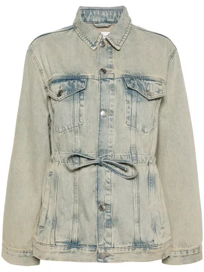 Samsoe & Samsoe Samaggy Bleached Denim Jacket In Blue