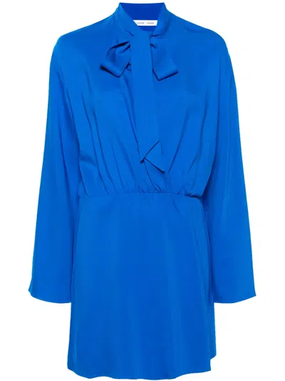 Samsoe & Samsoe Samailey Tied-neck Minidress In Blue