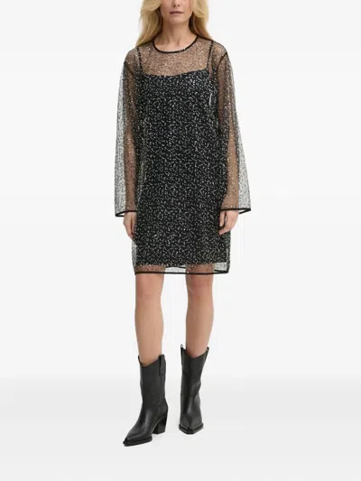 Samsoe & Samsoe Samally Sequin-embellished Mini Dress In Black