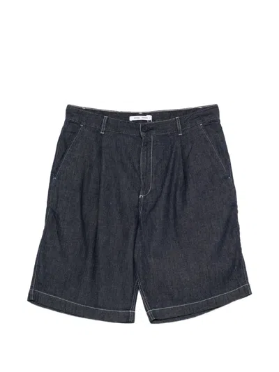 Samsoe & Samsoe Samandla Pleated Contrast-stitch Shorts In Blue