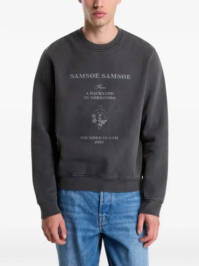 Samsoe & Samsoe Samarcus Logo-print Sweatshirt In Gray