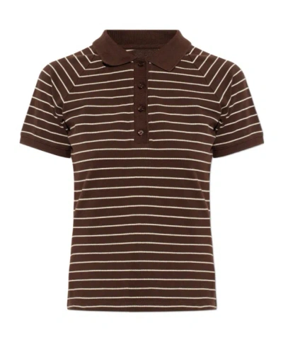SAMSOE & SAMSOE SAMIA STRIPED BUTTONED POLO TOP