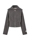 Samsoe & Samsoe Samsoe Samsoe Zip-front Wool-blend Sweater Jacket In Gray