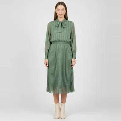 Pre-owned Samsoe & Samsoe Samsøe & Samsøe Green Textured Satin Dorothe Dress 14018 Xs/s