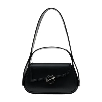 Samsoe & Samsoe Samsøe Samsøe Curved Calfskin Shoulder Bag In Black