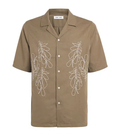 Samsoe & Samsoe Samsøe Samsøe Embroidered Saoscar Short-sleeve Shirt In Nude