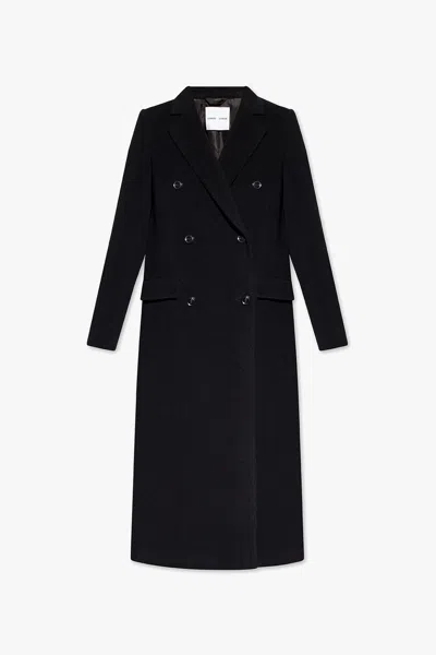 Samsoe & Samsoe Samsøe Samsøe ‘falcon' Double-breasted Coat In Black